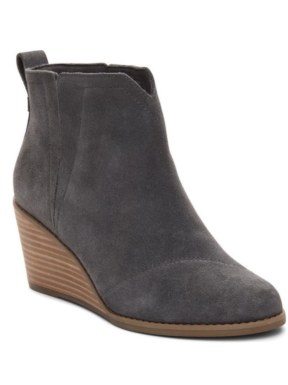 Toms Women's Clare Gray Forged Iron Suede Wedge Boot Booties - Size 9.5, NIB